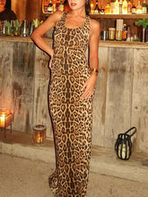 1pc Sleeveless Fitted Leopard Print Mini Dress, Fashionable Street-Style